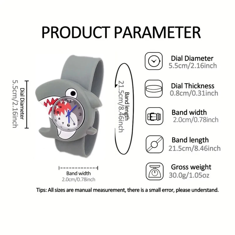 Jam tangan kartun hiu lumba-lumba, gelang mainan anak-anak, jam tangan hadiah ulang tahun anak-anak untuk anak laki-laki perempuan usia 2-15 tahun