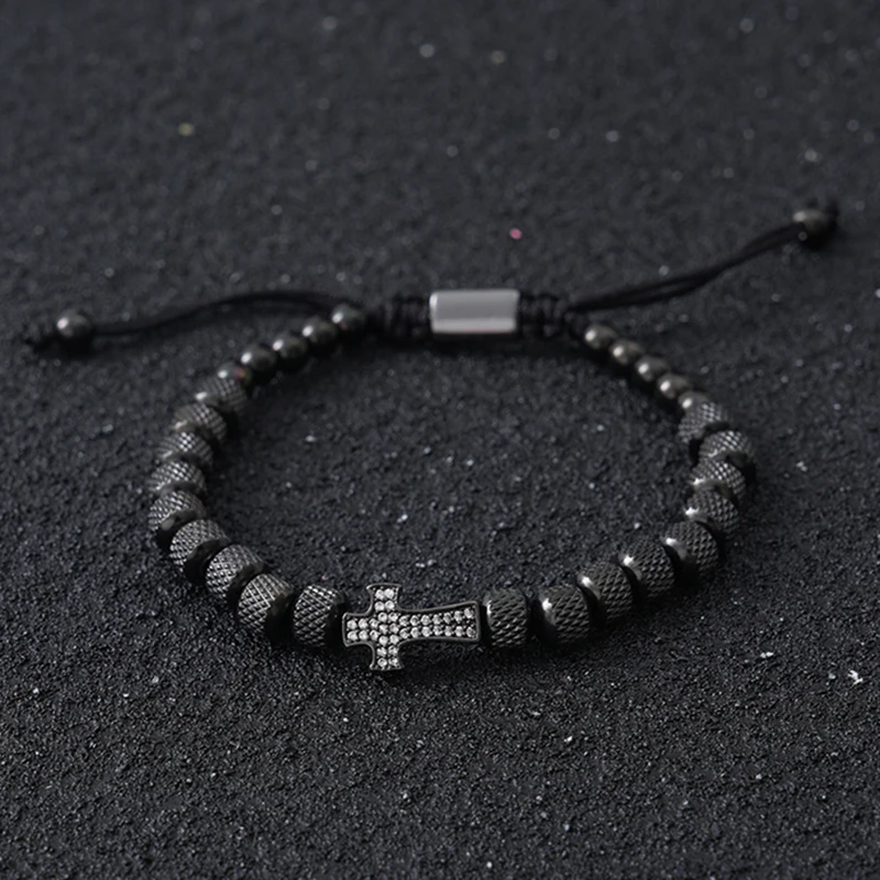 Luxury Cross Charms Man Bracelet For Women Stainless Steel Beads Handmade Jewelry Gift