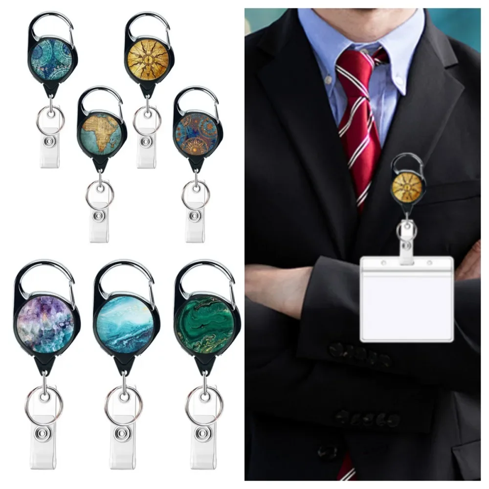

1pc Compass Map ID Card Holder Retractable Doctor Nurse/Office Business Badge Reel Clip Portable Durable Retractable Keychain