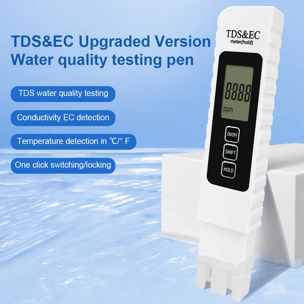 

2 in 1 TDS Pen EC Water Quality Test Pen Portable Water Quality Analyzer for Household Drinking Water