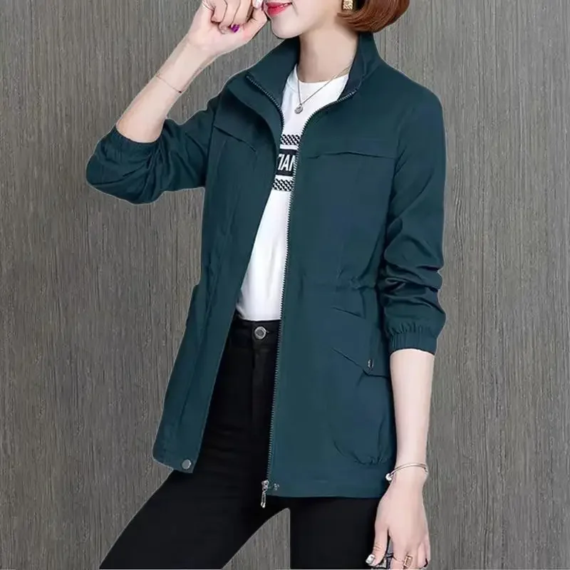 2026 Fashion New Women Double Layer Windbreaker Autumn Casual Slim Coat Stand-Up Collar Ladies Jacket Customized Matching Coat
