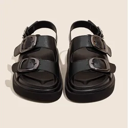 2024 Women Beach Sandals Platform Casual Sandals Women Summer Footwear Double Buckle Fashion Open Toe Ladies Sandals Size 35-40