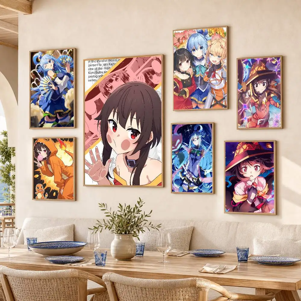 K-Konosuba Waterproof Self-Adhesive Wall Poster for Bedroom Living Room Home Decor