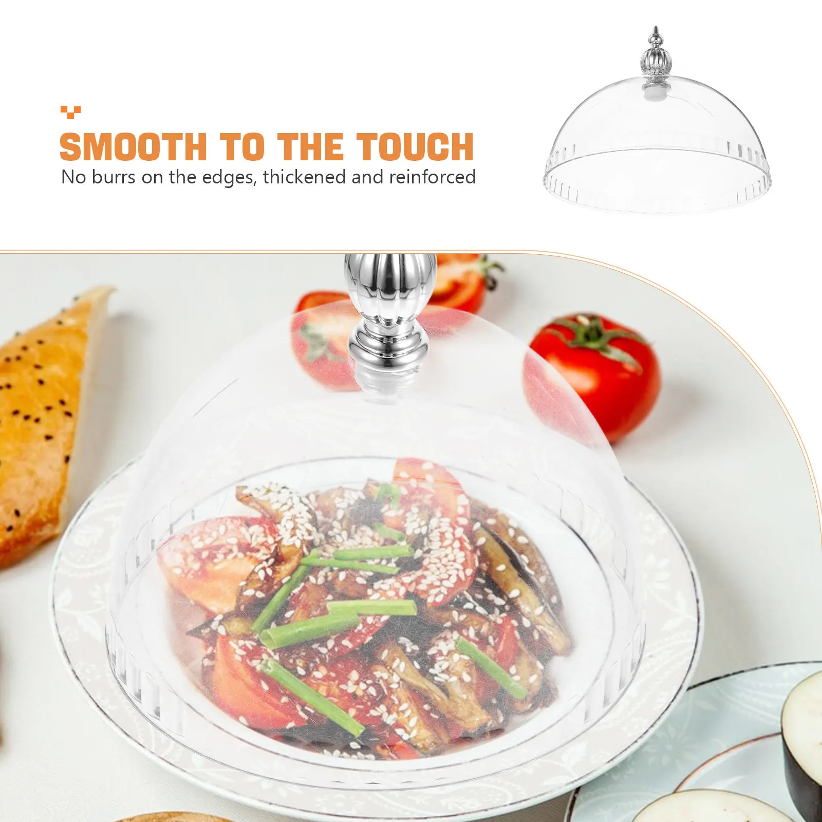 Plastic Cake Dome Cover 6.8 Inch Transparent Cheese Lid Reusable Food Cover Heat Resistant Cloche for Pastry Tray Charcuterie