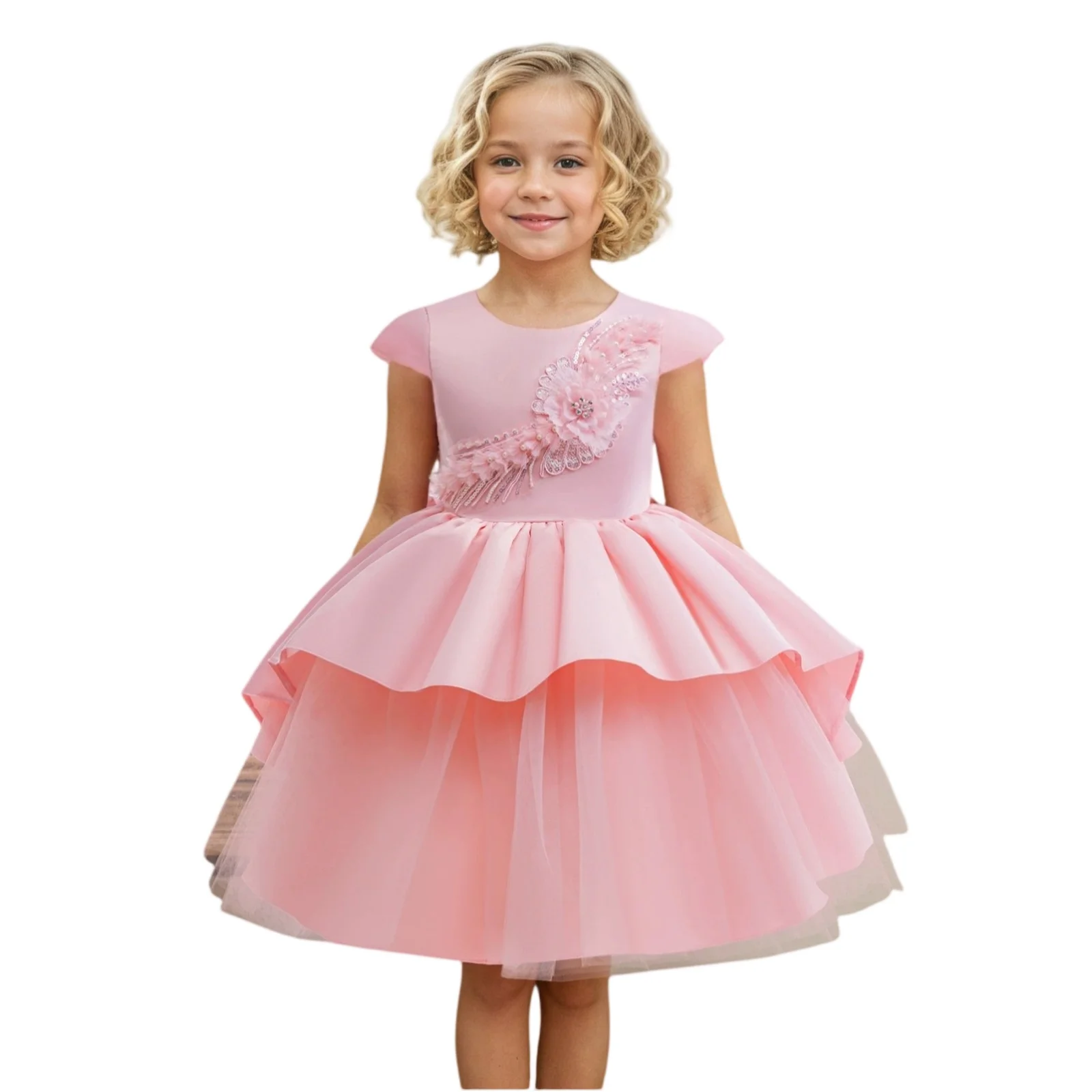 

2025 Exquisite Beautiful Embroidered Evening Dress Flower Girl Princess Dress Children Performance Wedding Birthday Party Gown