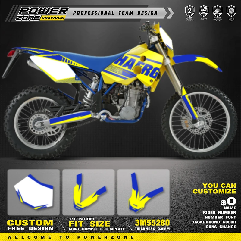 PowerZone Custom Team Graphics Backgrounds Decals Stickers Kit For HUSABERG TE250 300 2001 2002 2003 2004 2005 FE 390 450 570 03