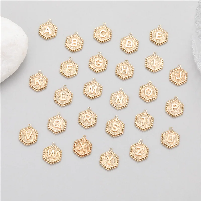 5Pcs Rivet Hexagonal 26 Alphabet Letter Charms DIY Jewelry Making Accessories For Earrings Bracelets Necklace view 2