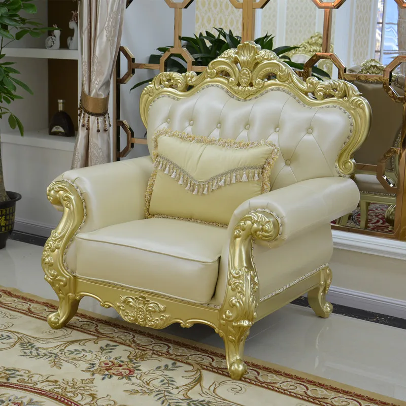 Skórzana Sofa w stylu europejskim połączenie 123 luksusowe meble do salonu długa jednokolorowa drewniana dębowa sofy szampańska kanapa Modern Home