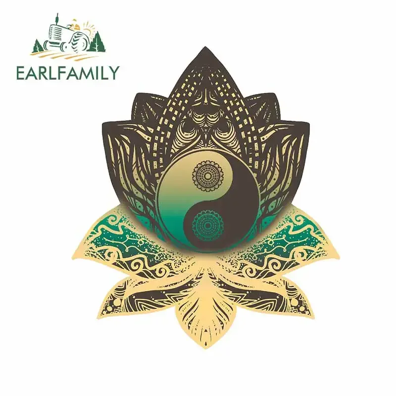 EARLFAMILY 13cm x 11.4cm For Mandala Ying Yang Fine Car Stickers Car Accessories Decal Sunscreen Air Conditioner Decoration