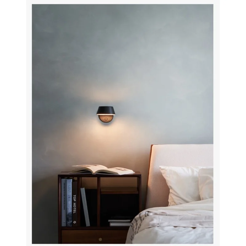 Rotating LED wall lamp modern and simple study bedroom bedside lamp hotel hallway lamp