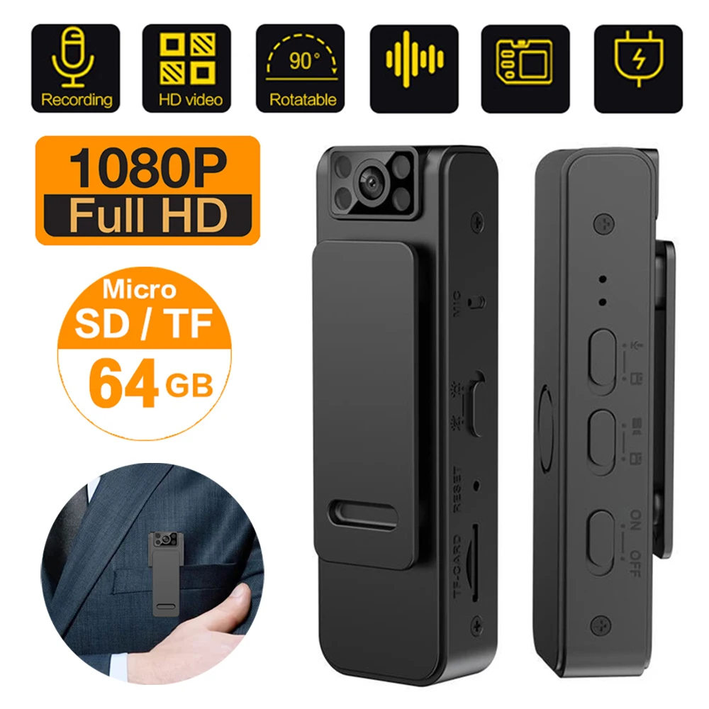 Mini Body Camera Video Recorder HD1080P Wearable Police Body Cam Night Vision Law Enforcement Security Guard Home