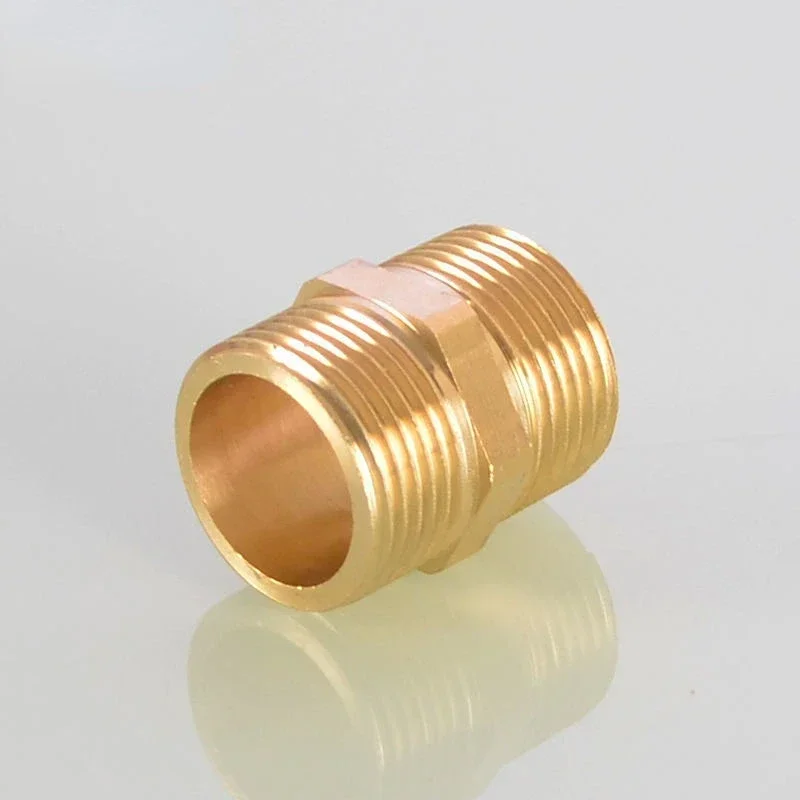 Brass Pipe Hexagonal Connector Quick Connector 1/8 1/4 3/8 1/2 3/4 1 BSP Male To Male Thread Water-Oil Pneumatic Connector