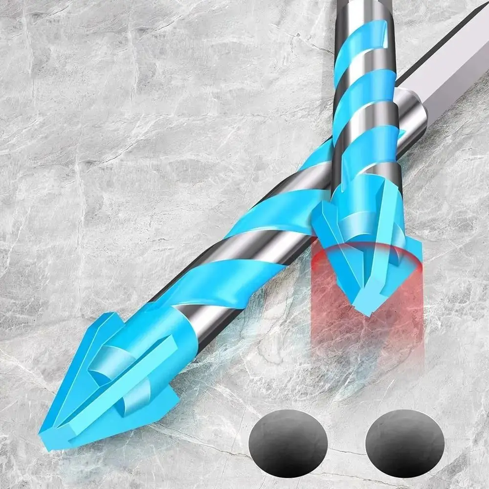 Four-Edged Triangle Tile Drill Set High Hardness Precision Drilling Eccentric Drill 6/8/10/12mm Hole Opener Tile Drill Bit Tile