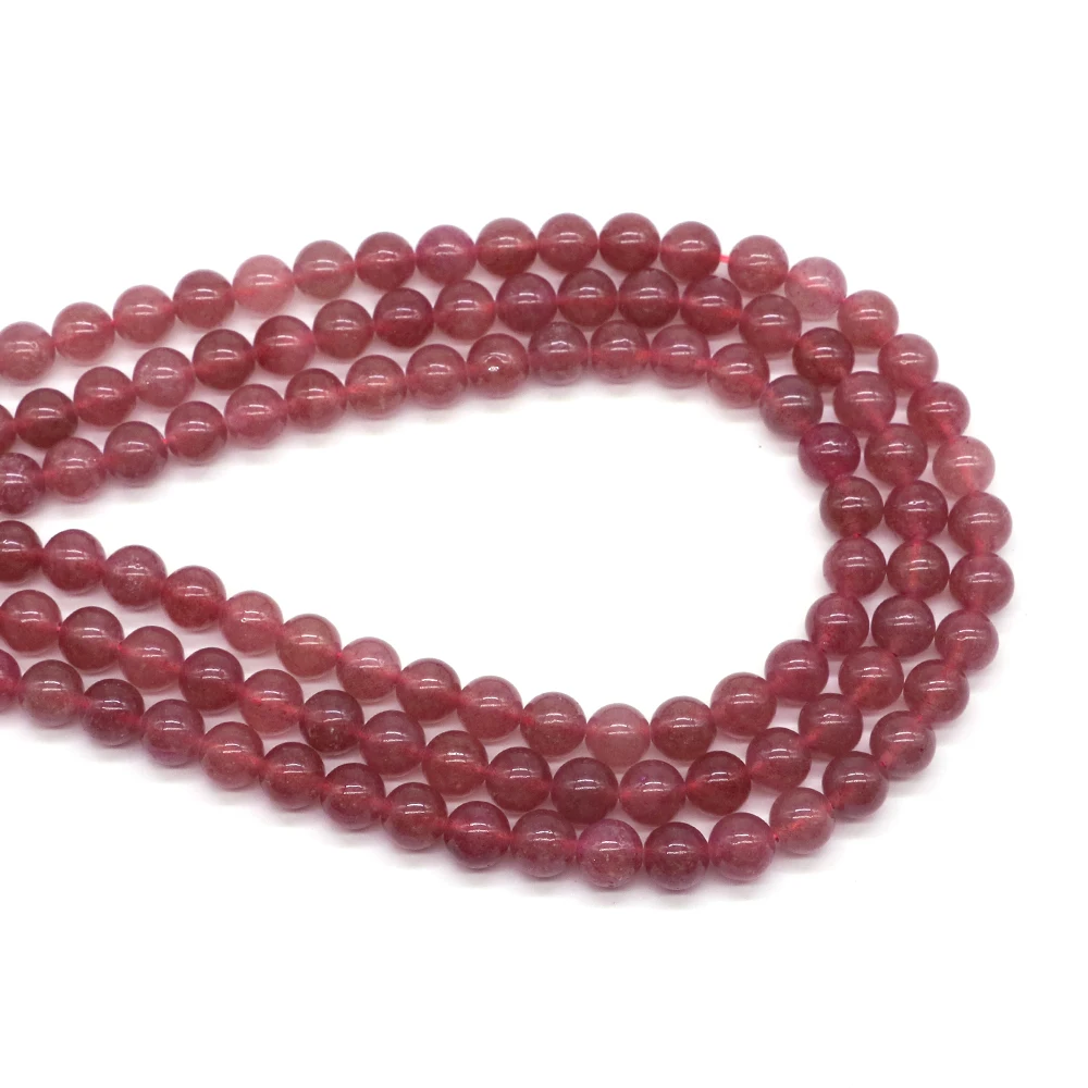 Natural Stone Strawberry Quartz Round Loose Spacer Beads Jewelry Making 4/6/8/10mm DIY Handmade Bracelets Necklaces Ear Studs