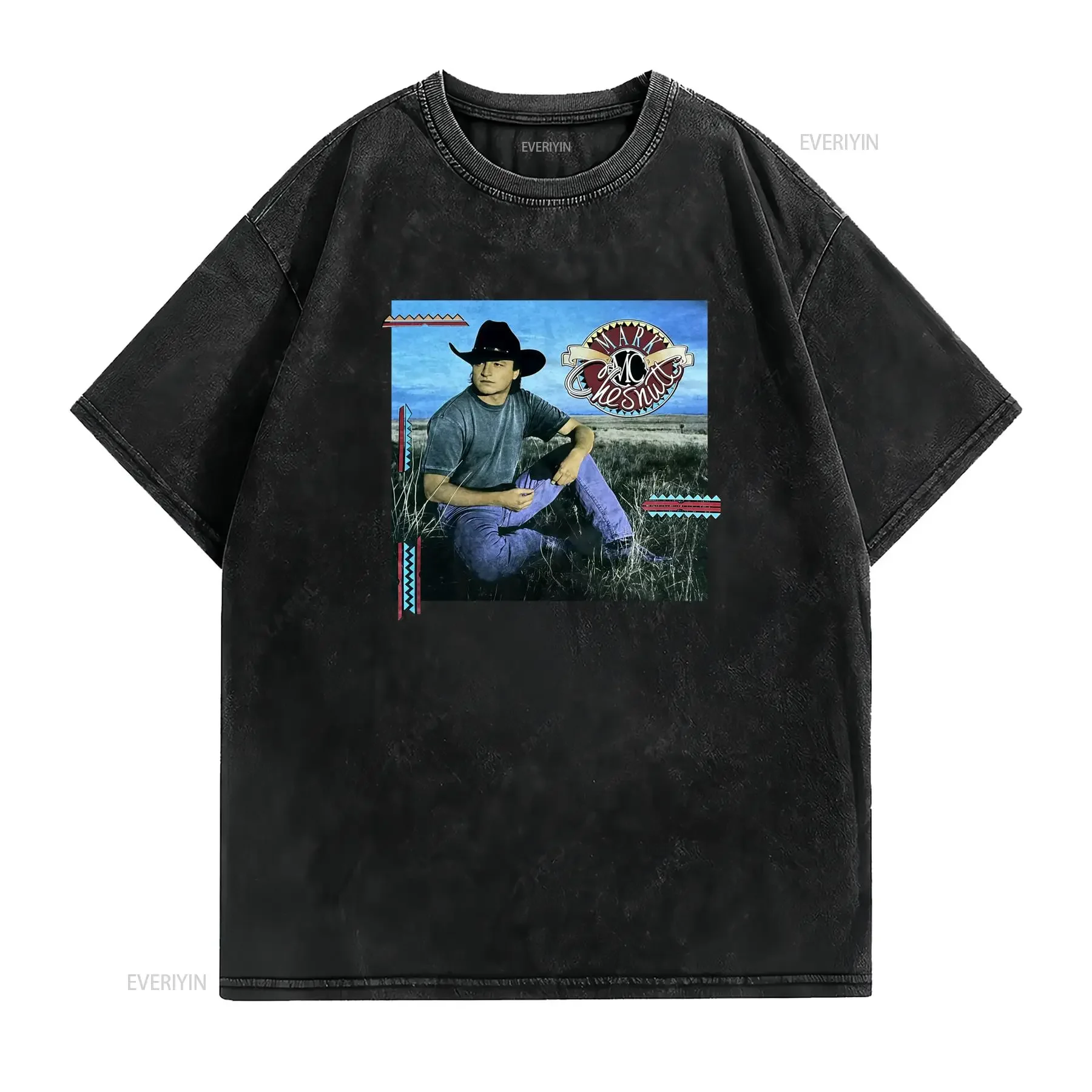 Vintage 90s Country Music Mark Chesnutt Western Cowboy Print Casual T Shirt vintage Washed Stylish fashion graphic Breathable