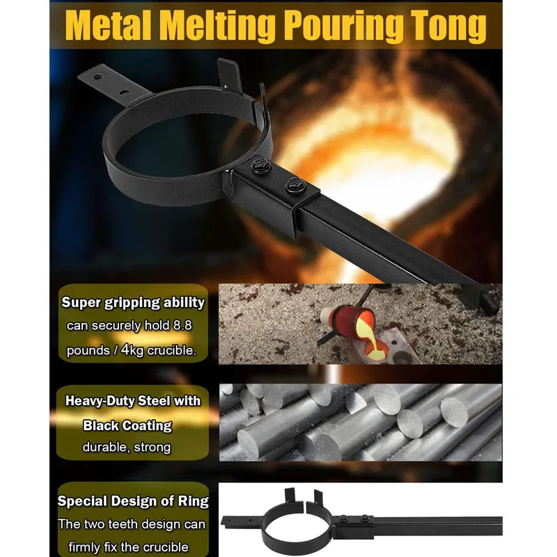 Crucible Tongs for Melting Metal, Metal Casting Tools Perfer for Jewelers Blacksmith Metalsmith Refiners Smelter (2 Tongs)