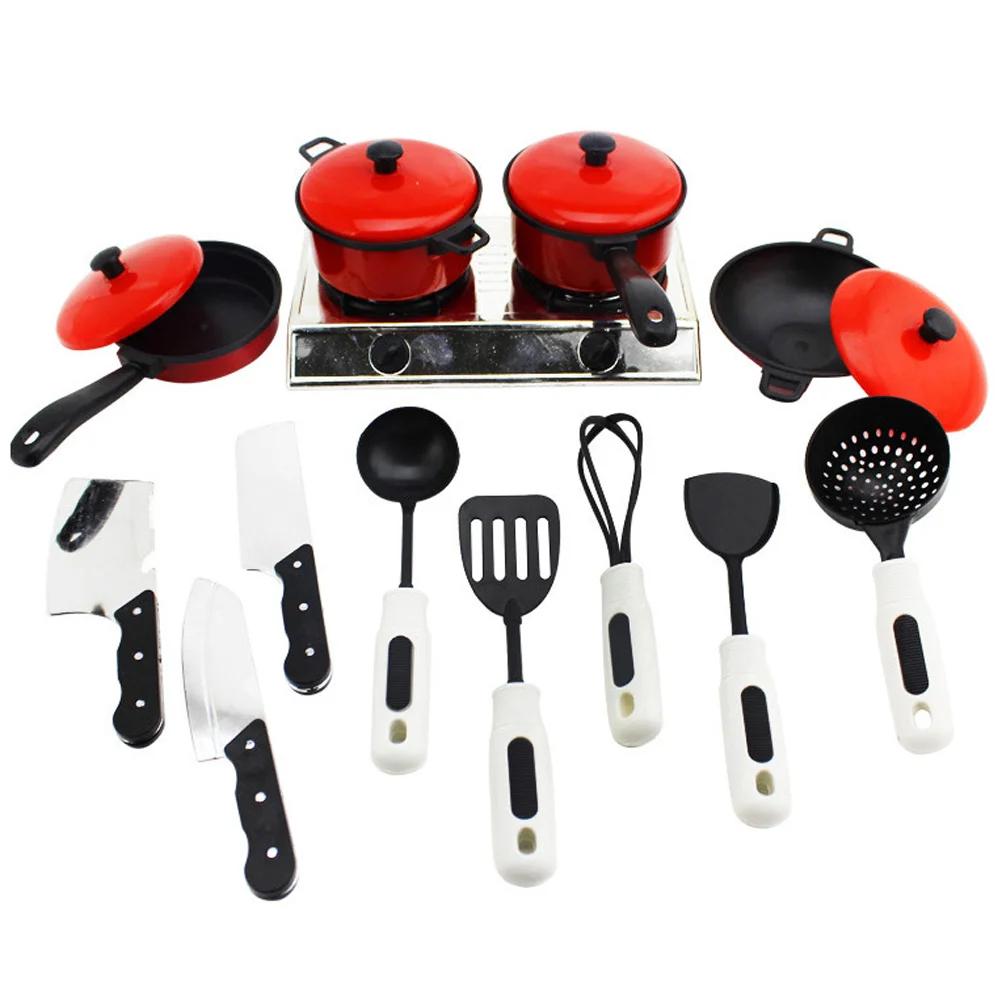 

13pcs Kitchen Toys Set Mini Kitchenware Tableware Utensils Pots Stove Cooking Cookware for Kids