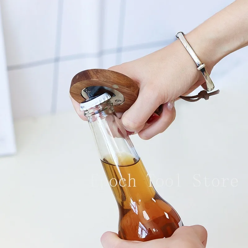 

Acacia Wood Beer Bottle Opener - Magnetic Fridge Magnet Wooden Cap Lifter Ideal Gift for Opening Bottles Cute Magnets