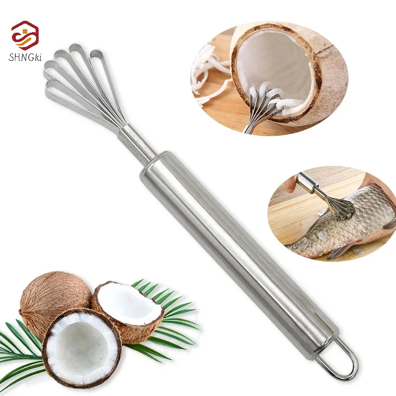 1pc Shredded Coconut Knife Fish Scales Scraper Stainless Steel Kitchen Supplies Fruit Vegetable Tool 19.5*2*3.2cm