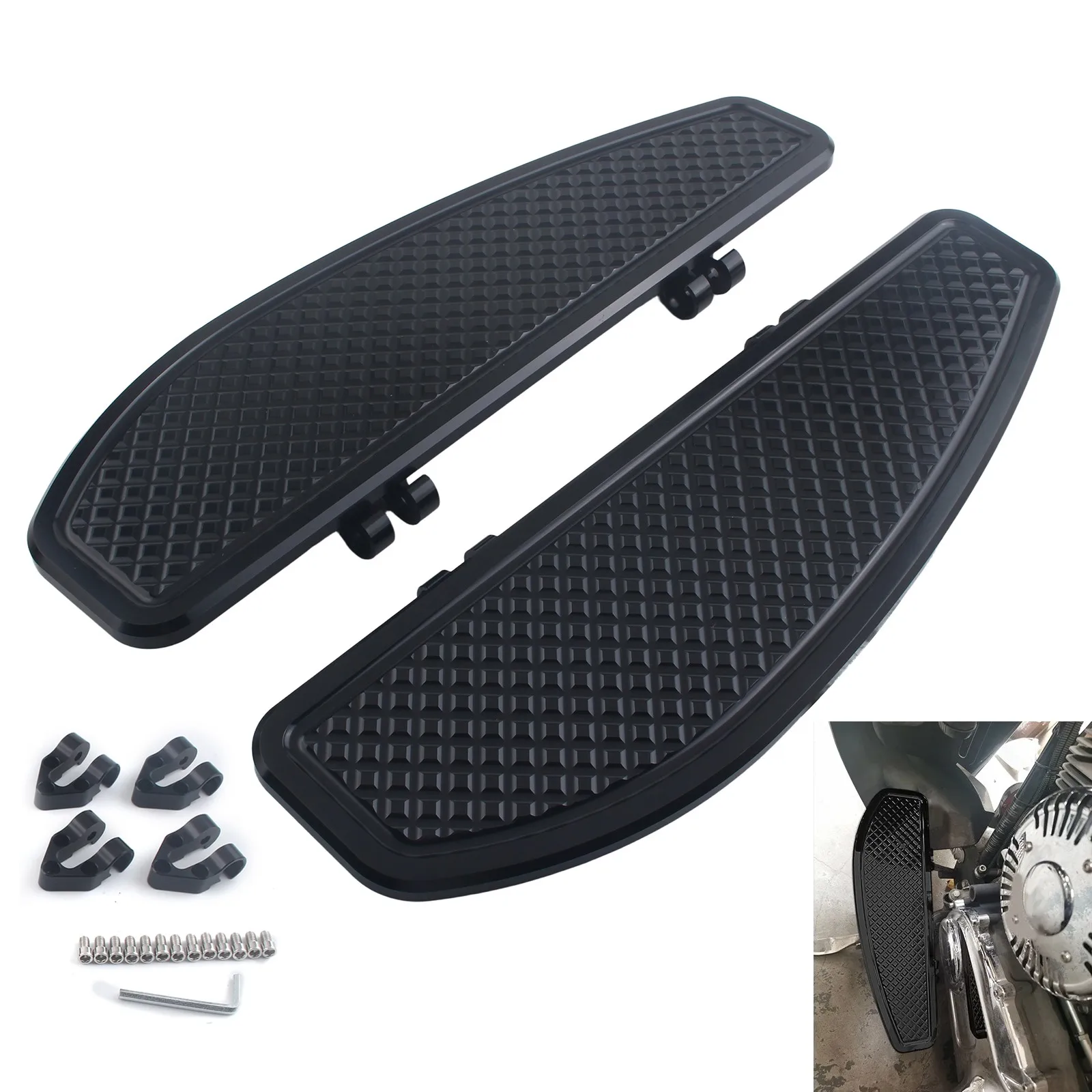 For Harley '86-'17 FL Softail Driver Stretched Floorboards For '86-'23 Touring and '08-up Trike