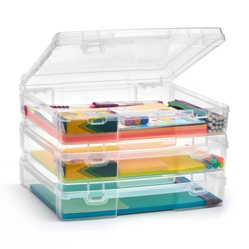 

Project Storage Case – Portable Clear Plastic Organizer for Art & Crafts, Toys, Board Games, Scrapbook Paper, Cardstock,