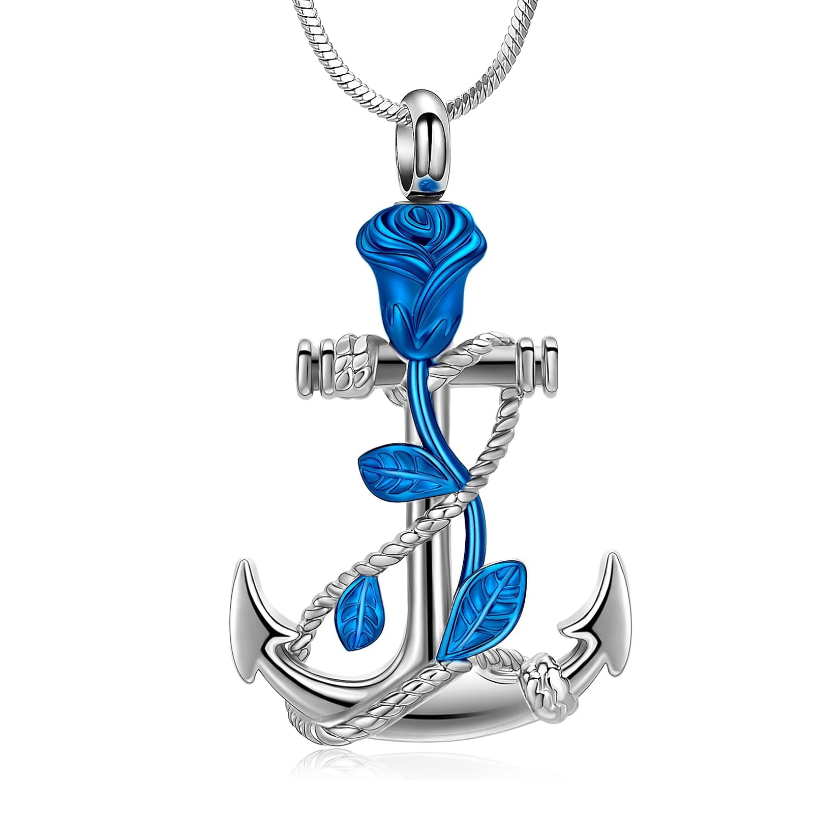 

Cremation Jewelry for Ashes Pendant - Ship's Anchor Urn Necklace Rose Flower Keepsake Urn Memorial Ash Jewelry for Women Men