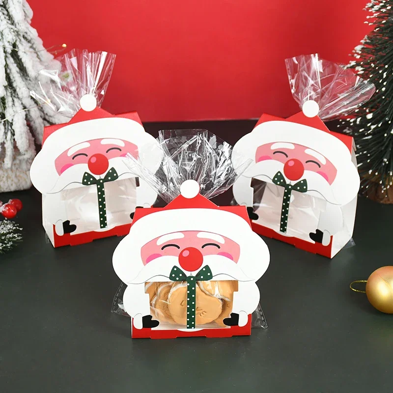 Bolsa de galletas de Papá Noel para Navidad, caja de dulces, suministros de embalaje de regalo de turrón, decoración de fiesta de Año Nuevo, recuerdos para niños, 8/16 Uds.