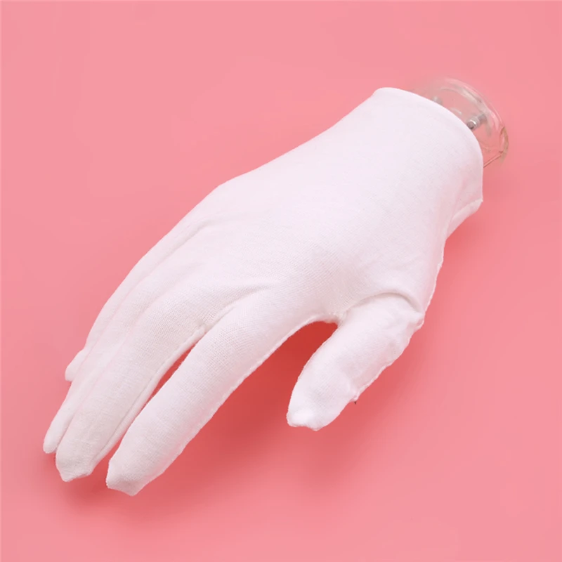 Luvas de Algodão Branco para o Trabalho, Luvas de Absorção, Hands Sun Protector, Five Fingers, Alta Qualidade, Venda Quente, 12 Pares