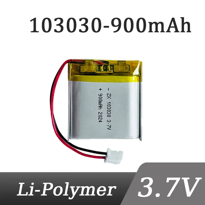 103030 3.7V 900mAh akumulator litowo-Po z wtyczką jst PH 2.0mm 2pin do rejestrator jazdy MP3 MP4 GPS