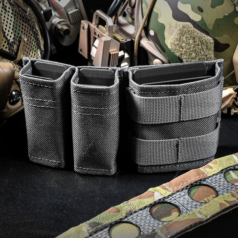 

Tactical 9mm Magazine Pouch Hunting Molle Double Magazine Bag with Hard Clip Plate Clip 5.56 Mag Case