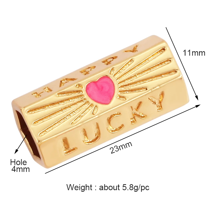 Happy Lucky Heart beads Cylinder Tube, Metal Brass Based , Spacor beads , Bead knotting supplies , men\'s bead K58 S39