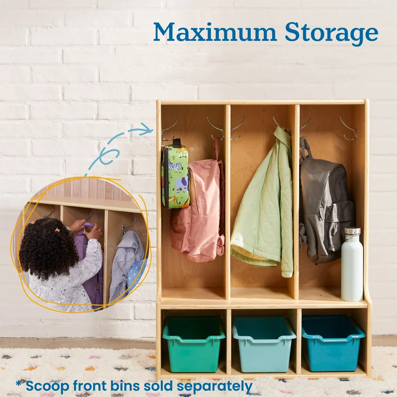 Casiers en bois, sacs de rangement pour petites pièces, maternelle, rangement pour soins des enfants, meubles de classe de maternelle