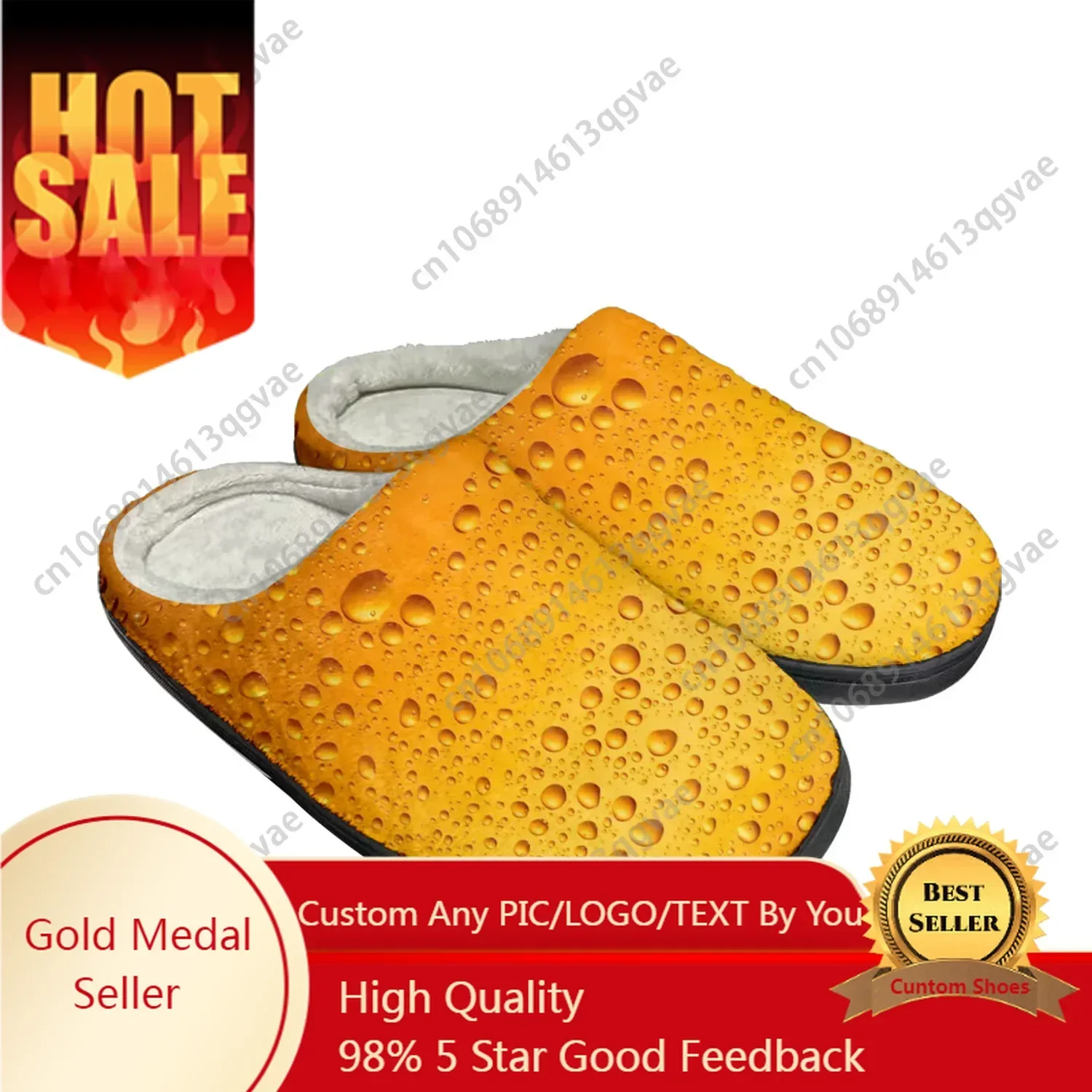 Beer Unisex 3D Print Home Cotton Custom Slippers Mens Womens Sandals Plush Bedroom Casual Keep Warm Shoe Thermal Slipper Black