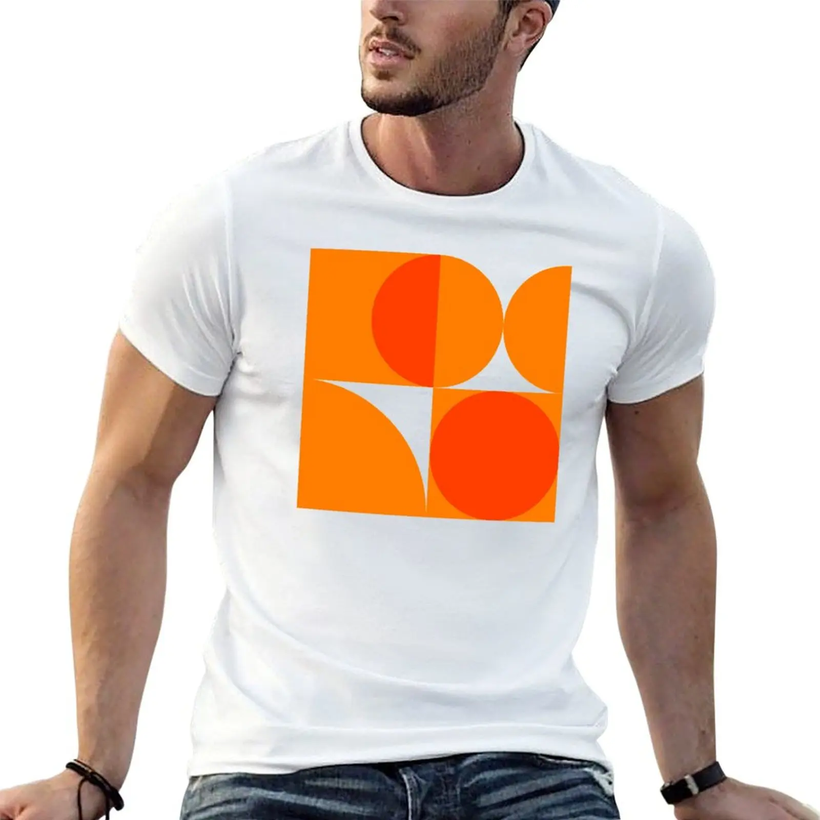 Orange Bauhaus T-Shirt Simple Casual Short Sleeve Tee