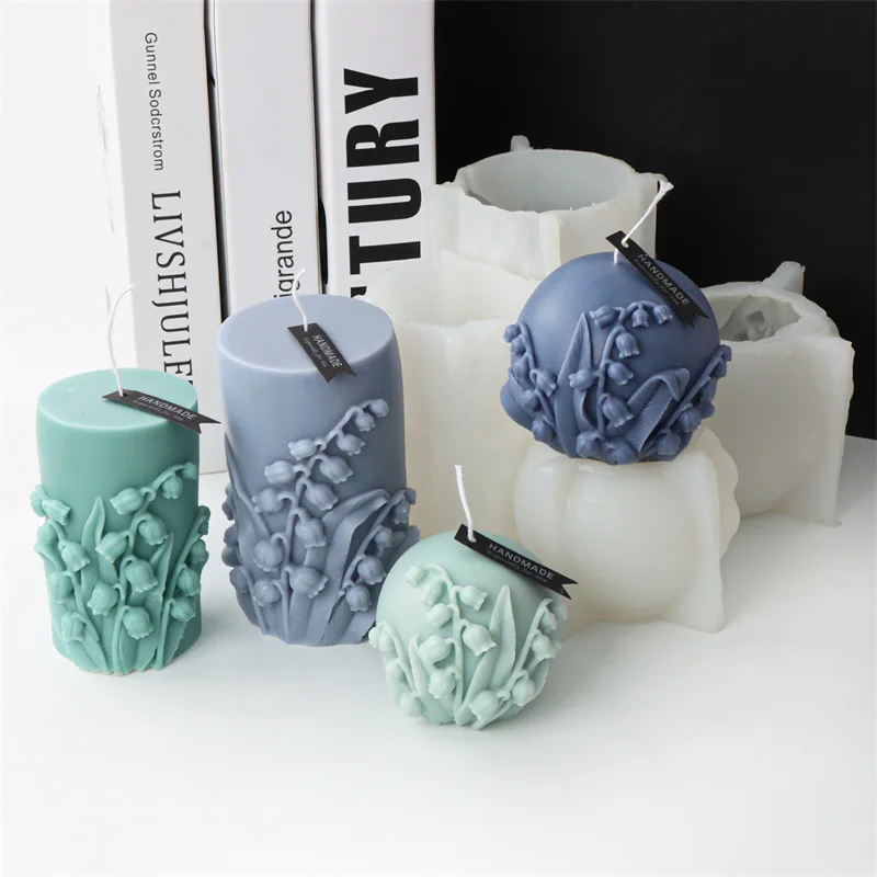 New Cylindrical Bell Orchid Candle Silicone Mold Pattern Bell Orchid Round Ball Candle Silicone Mold Cake Chocolate Resin mold