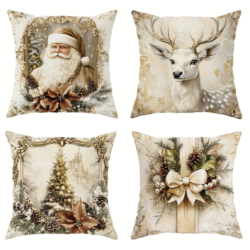 Christmas decoration pillowcase Santa Claus Reindeer Christmas Tree pillow cover Sofa cushion suite room home decoration