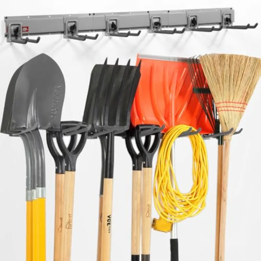 

Настенный органайзер Gara для садовых инструментов, 48 дюймов, с 6 креплениями, сверхпрочная стойка для хранения садовых инструментов, совков