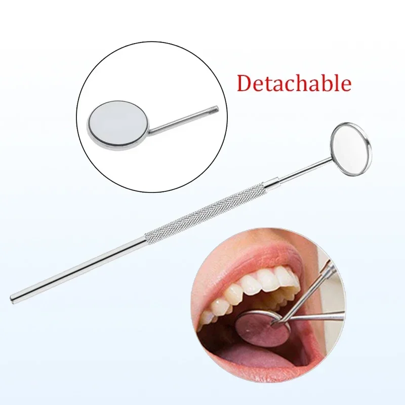 

1PCS Dental Mirror Stainless Steel Mouth Mirror with Handle Dental Hygiene Instrument Dental Pick Dentist Prepare Tool Lab