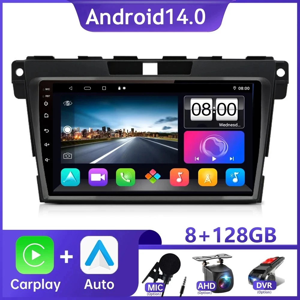 

9"INCH Carplay 2din Android 14.0 Car Radio Multimedia Video Player Navigation GPS For Mazda CX7 CX-7 CX 7 2008-2015 Head Unit