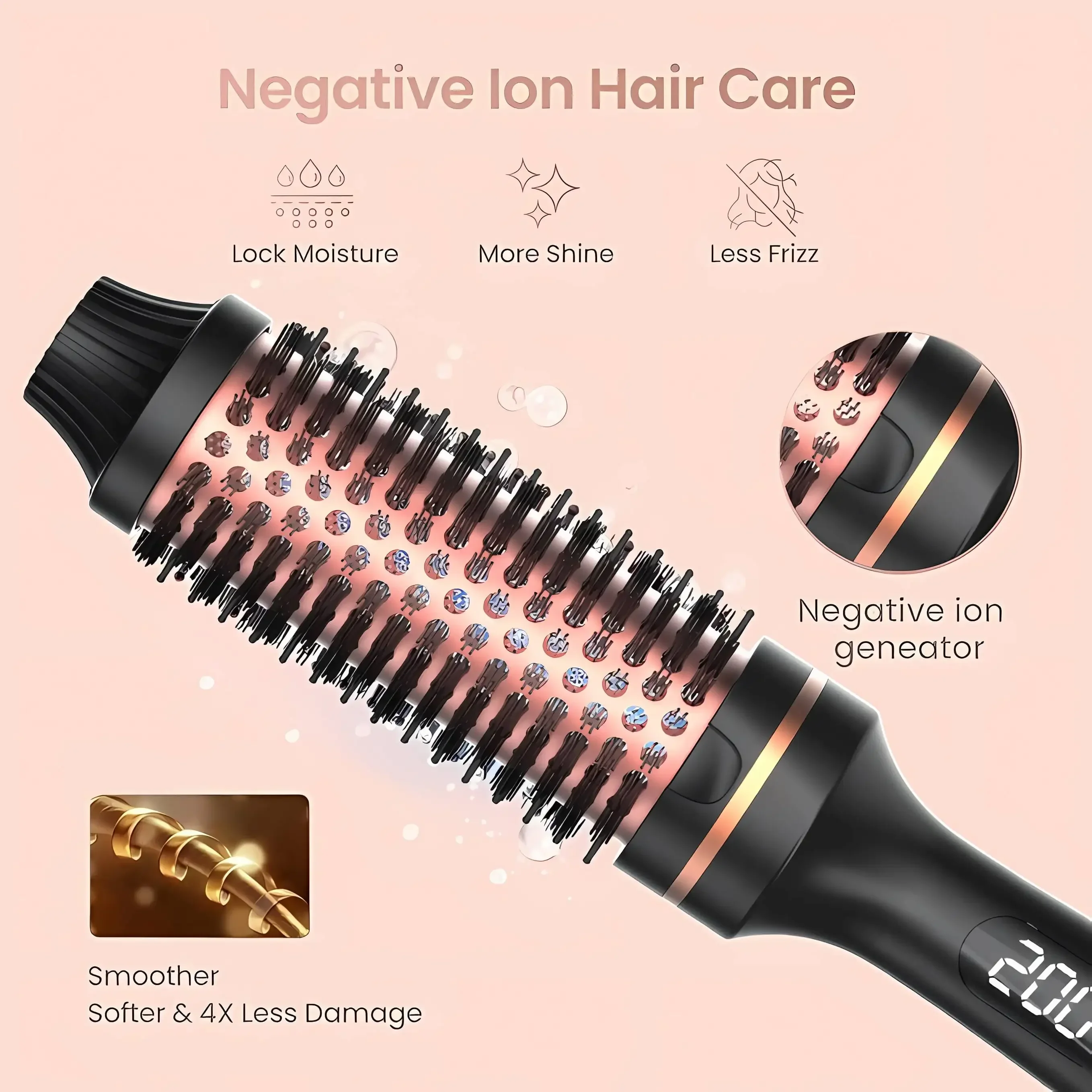 

3 in 1 Thermal Brush Heated Curling Iron Brush Ceramic Hair Curler Roller Volumizing Brush Curling Comb Double PTC Curling Brush