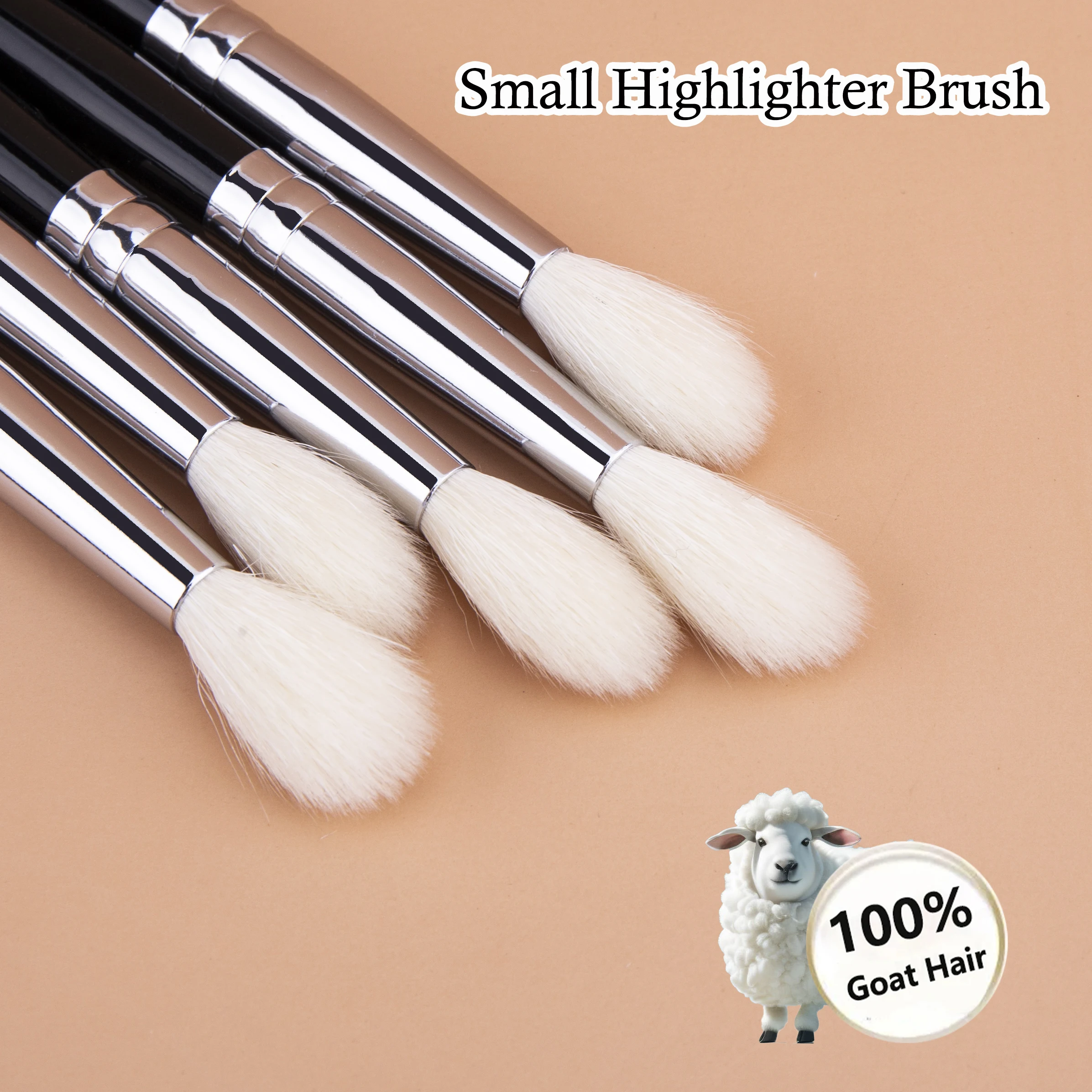 H004 소형 하이라이터 브러쉬 염소털 하이라이터 메이크업 브러쉬 얼굴 코 윤곽 하이라이터 조각 메이크업 도구