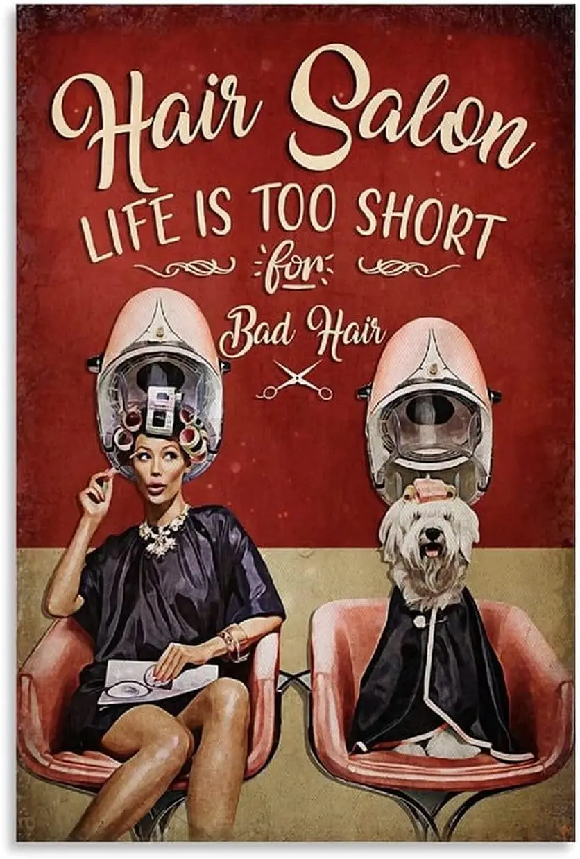 IN Hair Salon Metal Signs Life Is Too Short For Bad Hair Retro Plaque Posters Room Club Bathroom Decor Wall Decor es