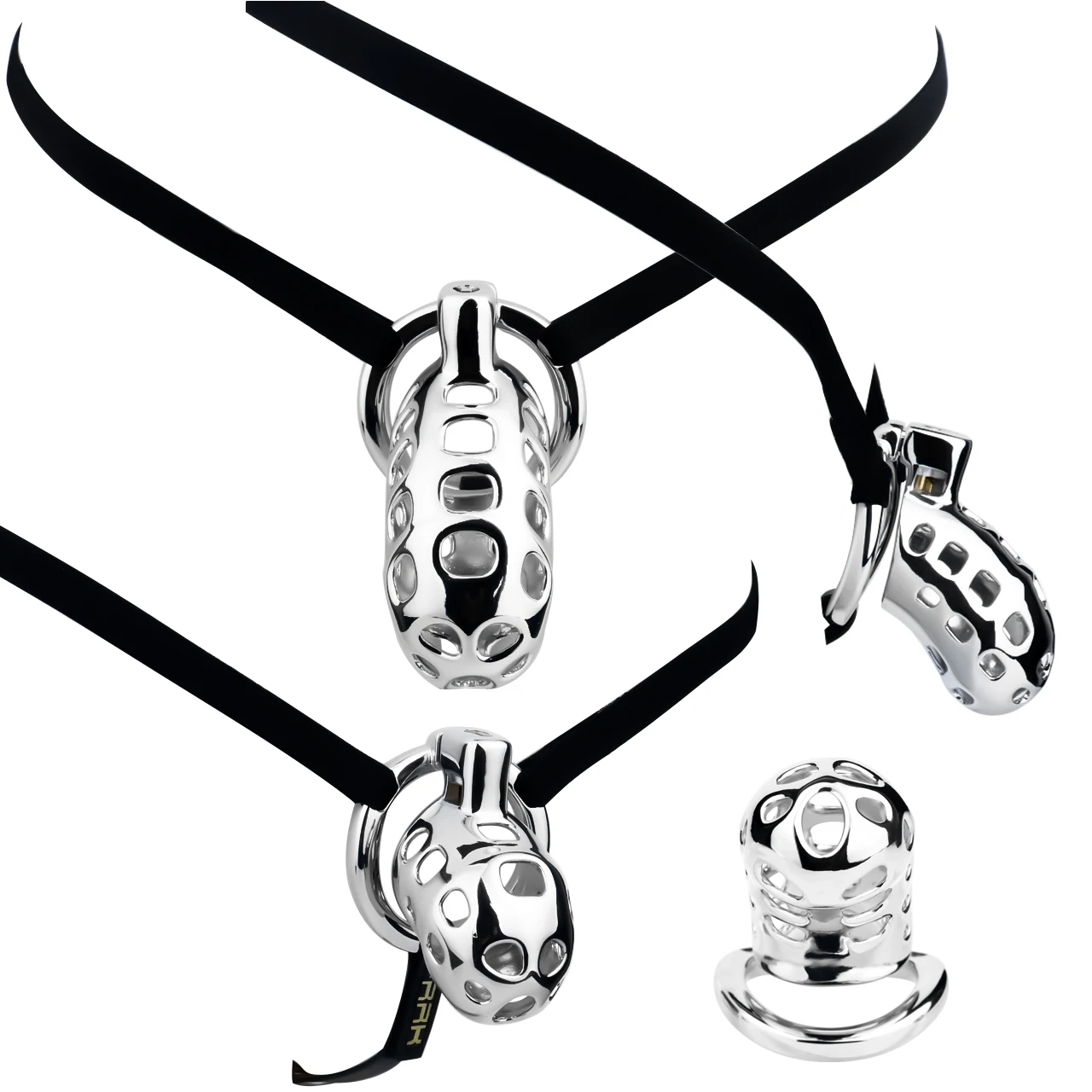FRRK Femboy Abstinence Breathable Metal Chastity Device With Three-Way Elastic Auxiliary Strap Penis Bondage Adult Fetish Toys 4