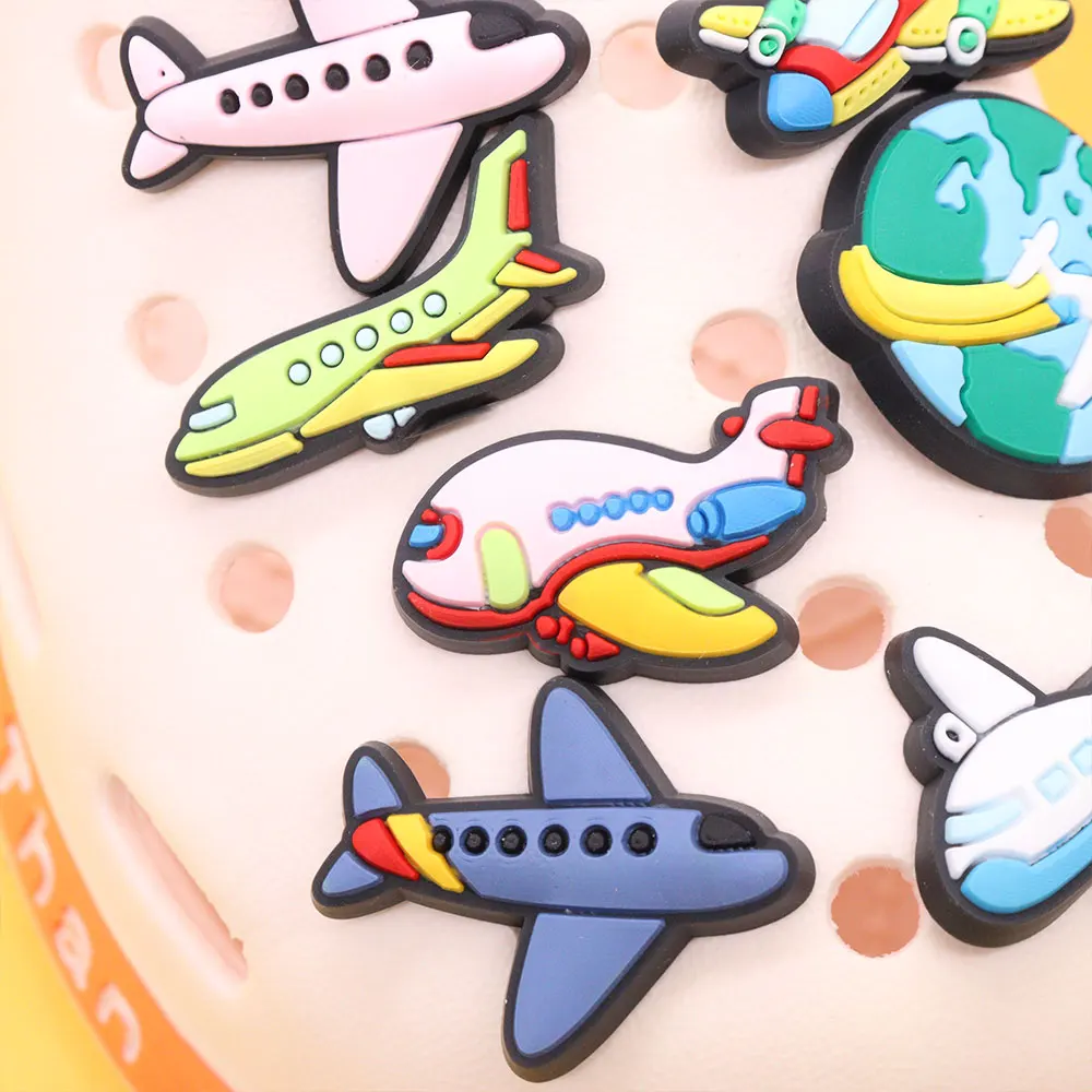 11-32Pcs Cartoon Vehicle Airplane Van Classic Car Bus Racing Trophy Wheel PVC Shoe Charms Sandals Shoes Accessories Kid Boy Gift