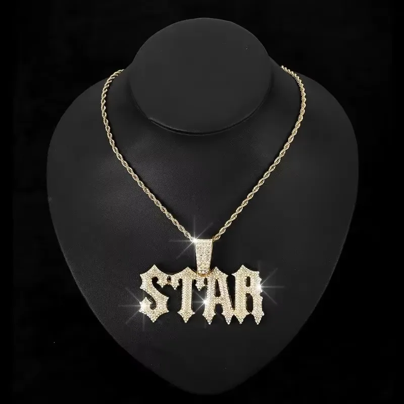 Cross-border New Product Letter Star Personality Niche Pendant Hip-hop Men's Environmentally Friendly Alloy Twist Necklace