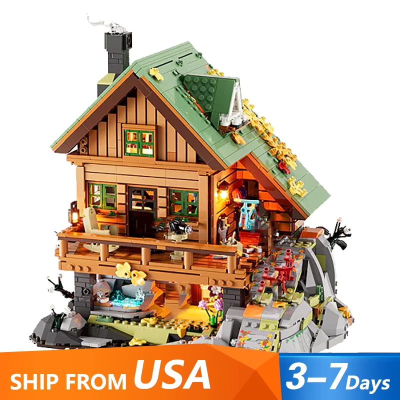 Mountain-Cabin House Buildings Sets,City Town With LED Friends Treehouse Model Modular Buildings Blocks Adults Kids Gift 2255PCS