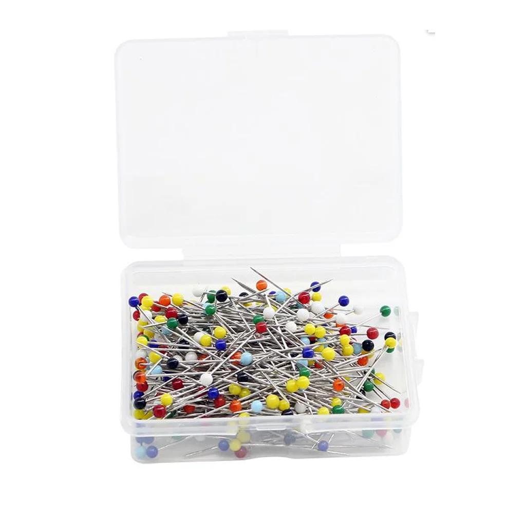 250Pcs Glass Ball Head Pins Good Fixation Wear-resistant DIY Sewing Crafts Pins Office Clothing Black 93*70*30mm 500pcs