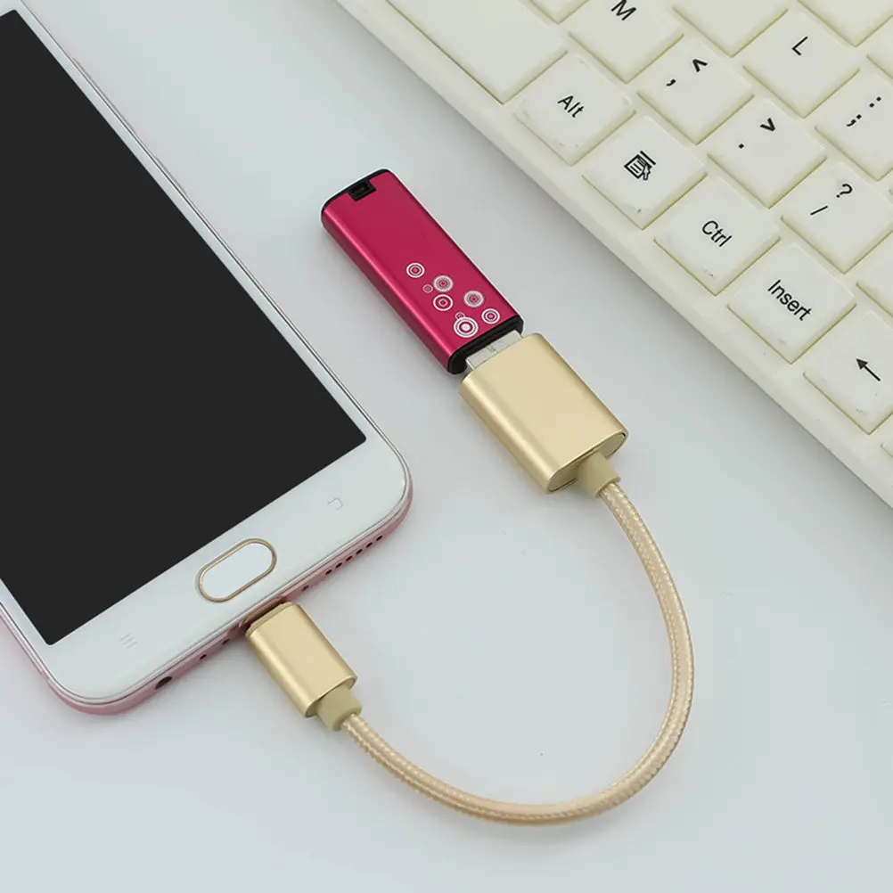 Otg Micro USB Cable Gold Aluminum Alloy Nylon Robust Data Extension Adapter for Phones Tablets Universal Otg Cable USB