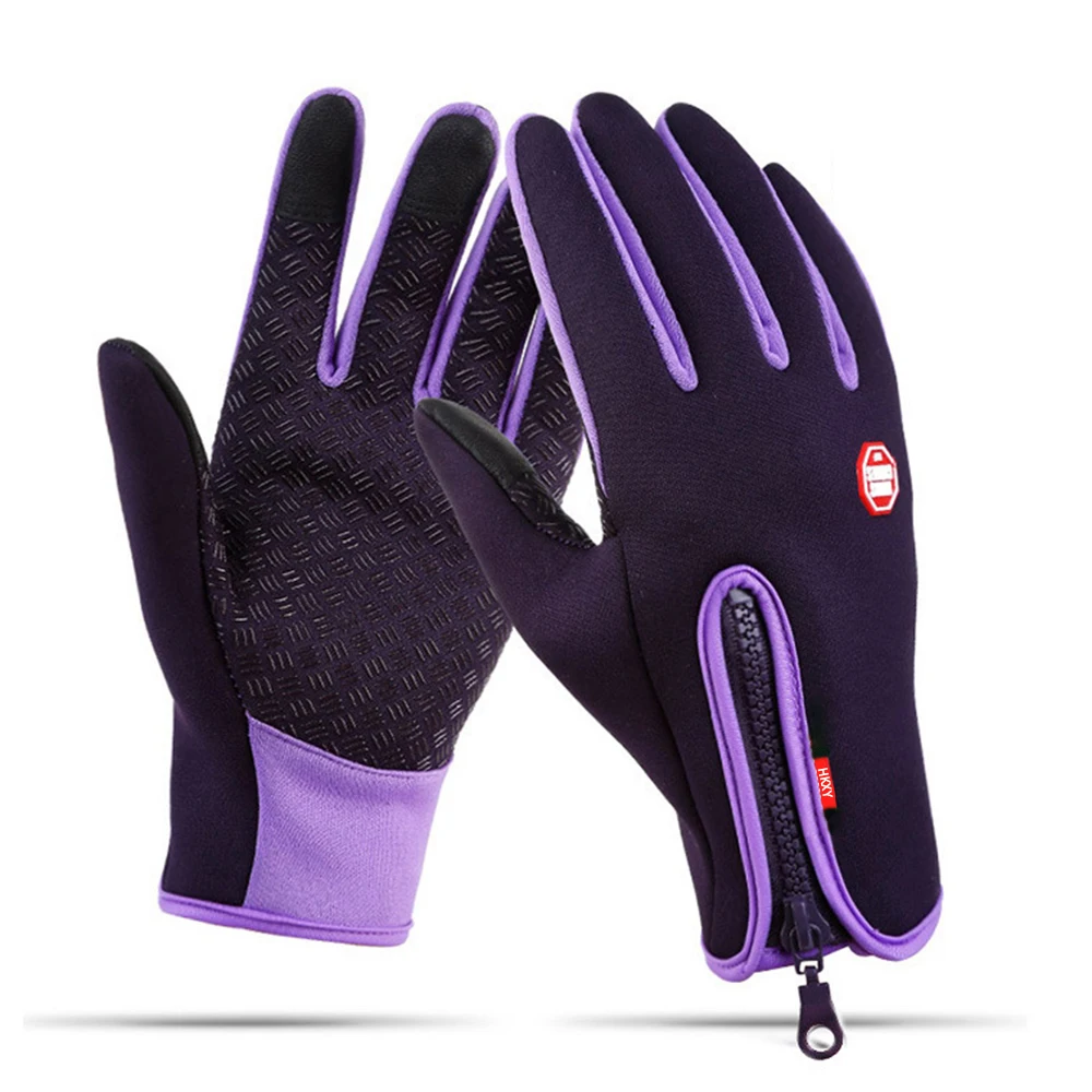Mann warme Winterhandschuhe Touchscreen wasserabweisende winddichte Handschuhe Ski Outdoor Sport Radfahren Fahren Reißverschluss schwarze Handschuhe Frauen – Detail 11