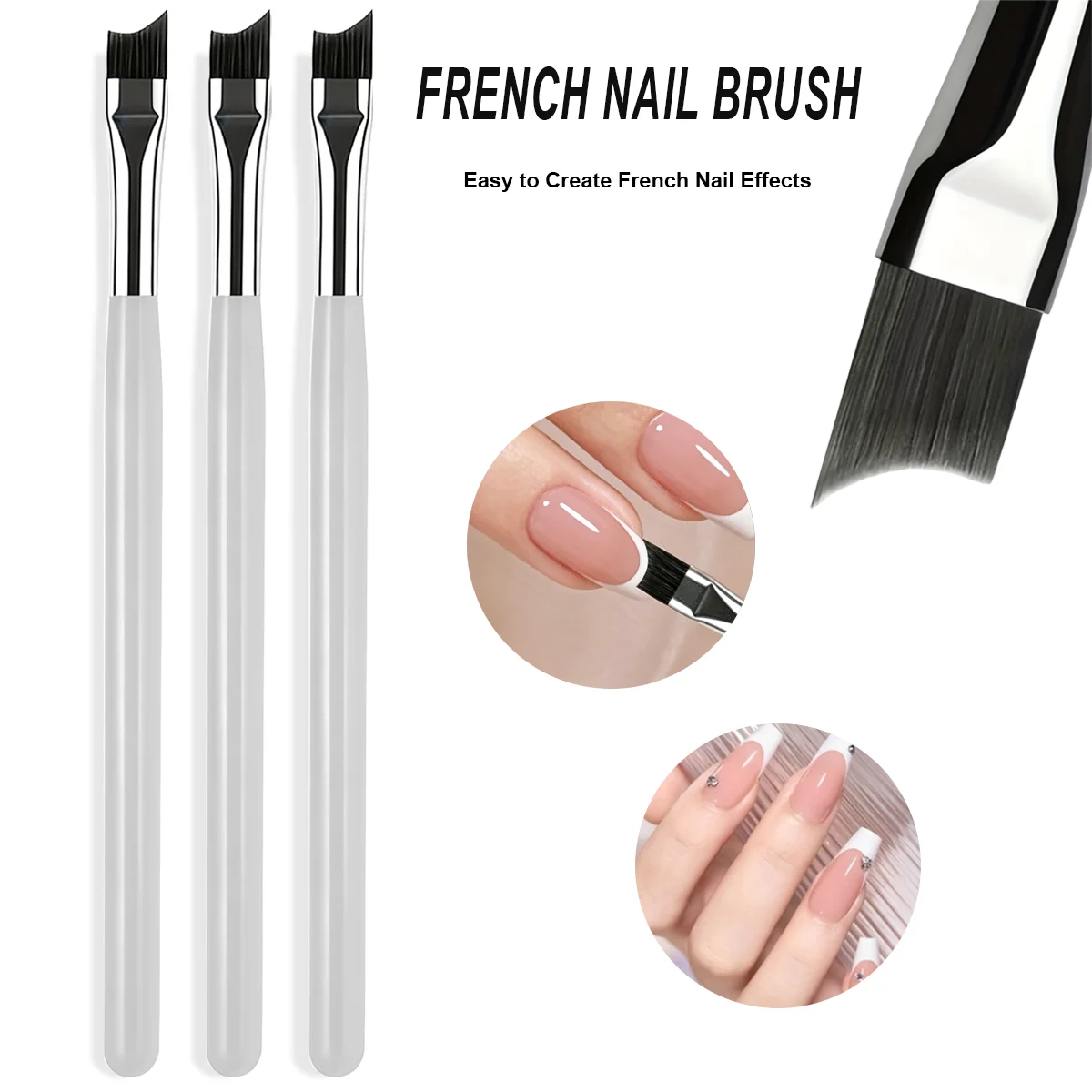 1/2/3-teiliges Halbmond-Winkelpinsel-Set für French Manicure, Gel-Lack-Verlauf, French Manicure mit dünnen Linien & Detailzeichnung – Detail 6